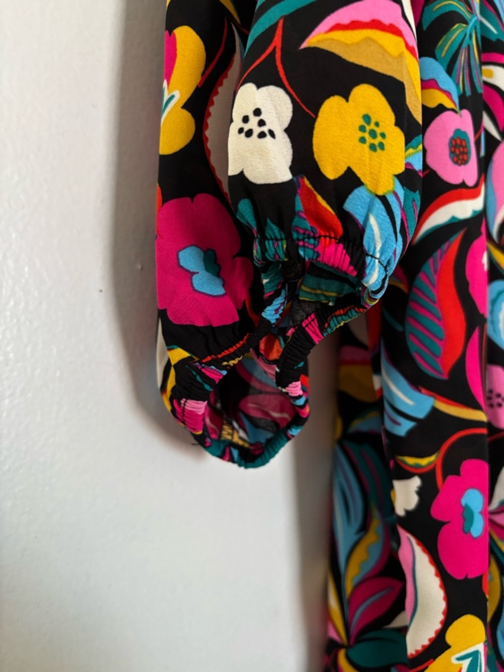 The Pioneer Woman Black Floral V-Neck Tunic with Pink, Blue & Yellow Accents - Picture 3 of 6